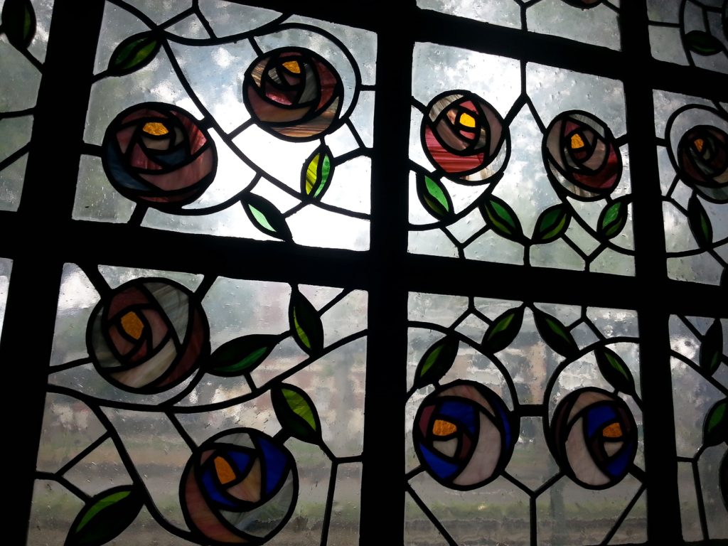 Vitrail aux roses Art Déco