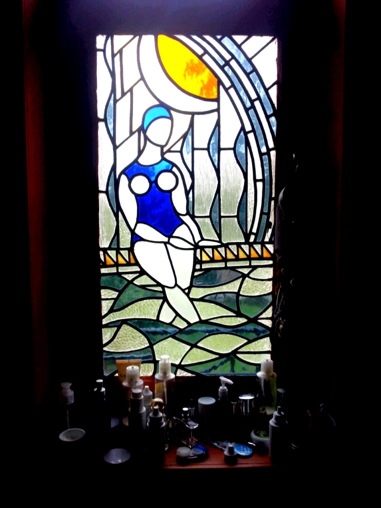 Vitrail salle de bain art deco