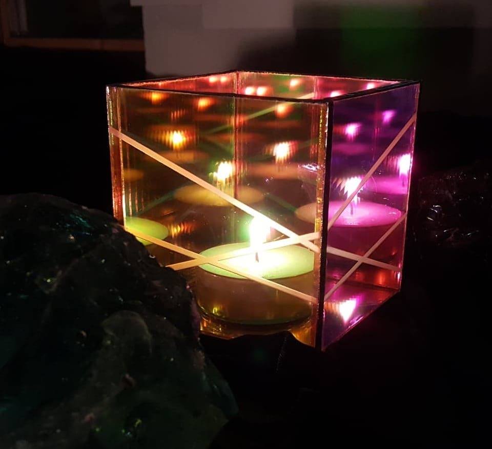 Luminaire en verre cubique (bougie)